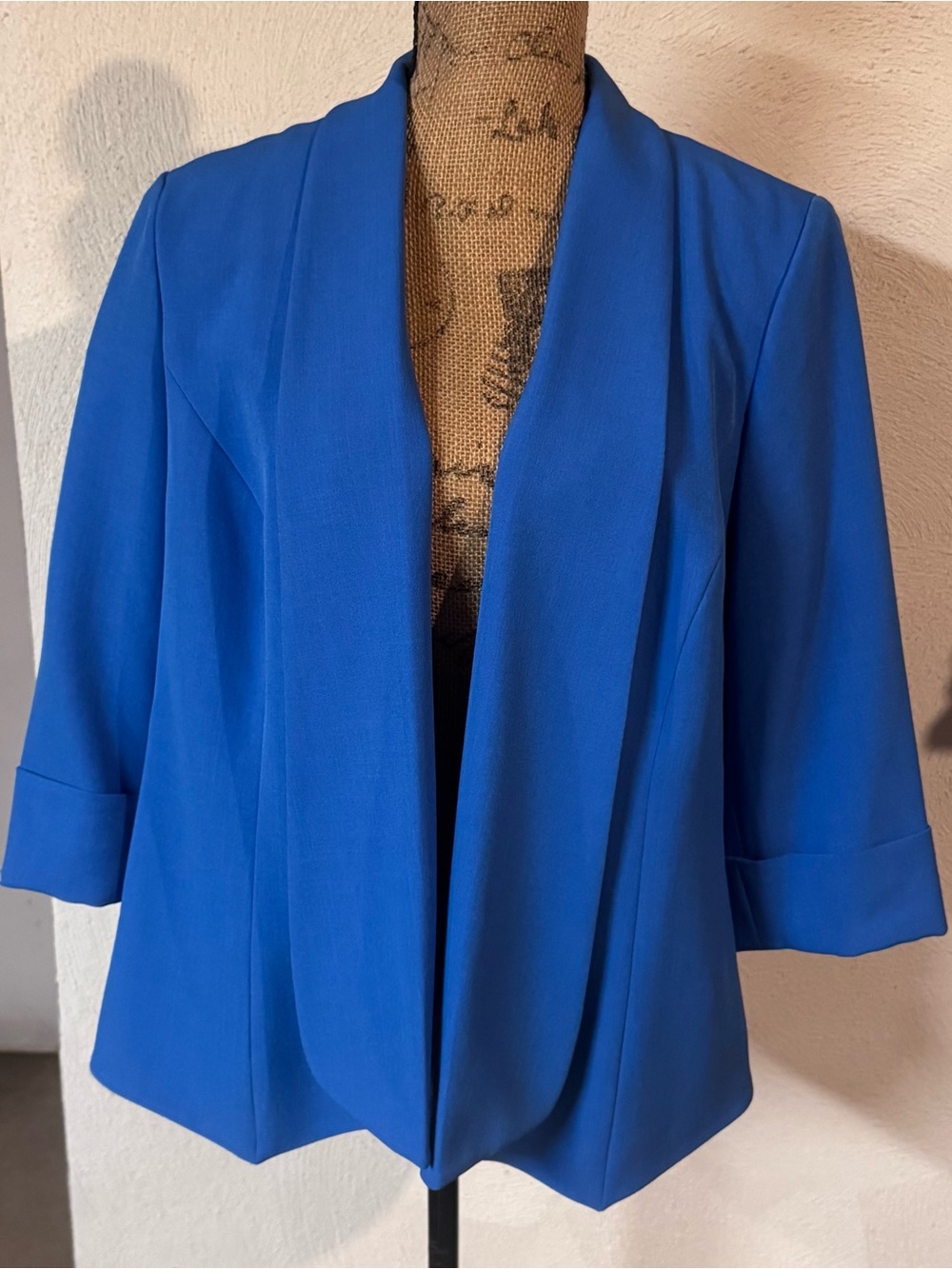 Jones Studio Royal Blue Open-Front Draped Blazer Jacket